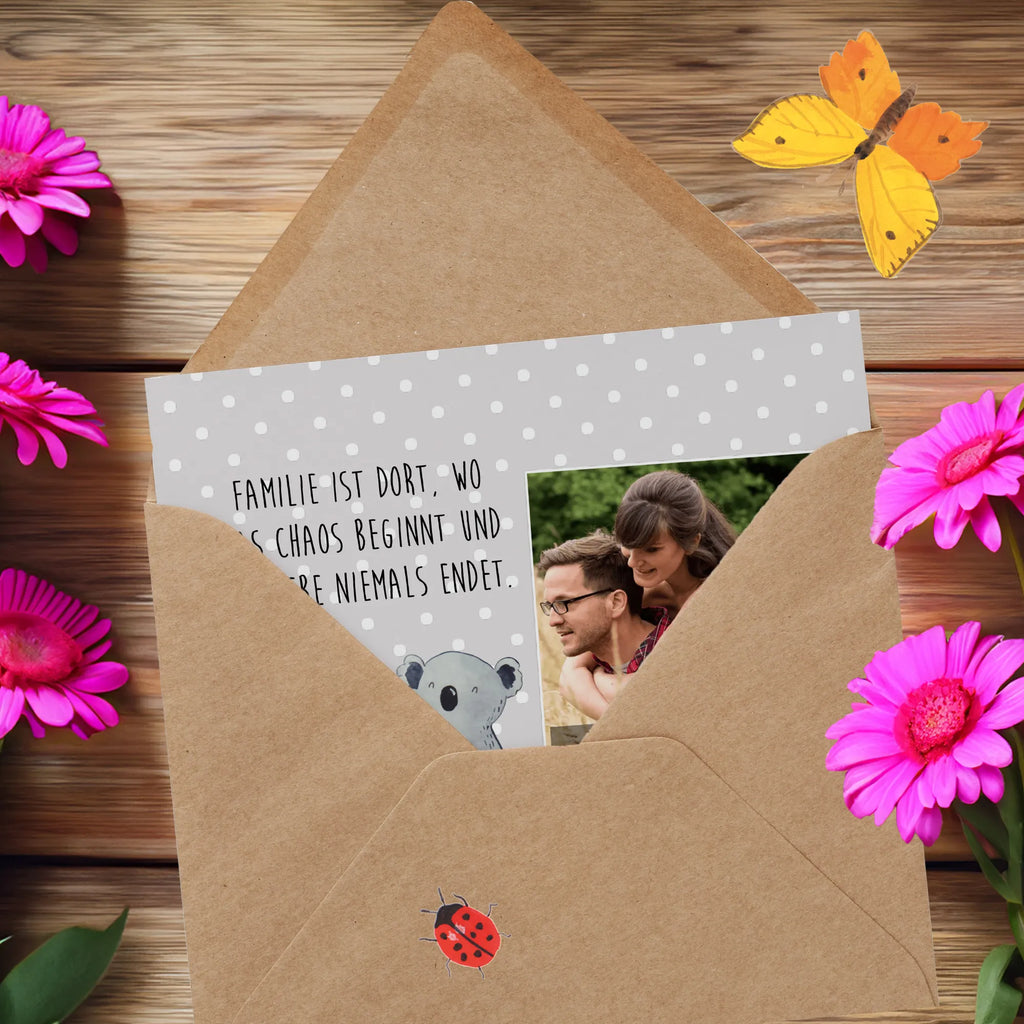 Personalized Photo Deluxe Card Koala Family Personalisierte Foto Grußkarte, Familie, Vatertag, Muttertag, Bruder, Schwester, Mama, Papa, Oma, Opa, Familienleben, Family, Kinder, Koala, Geschwister, Koalas