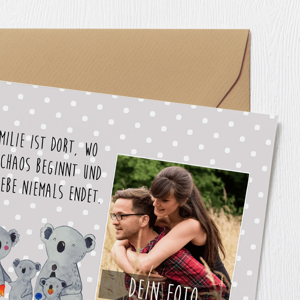 Personalized Photo Deluxe Card Koala Family Personalisierte Foto Grußkarte, Familie, Vatertag, Muttertag, Bruder, Schwester, Mama, Papa, Oma, Opa, Familienleben, Family, Kinder, Koala, Geschwister, Koalas