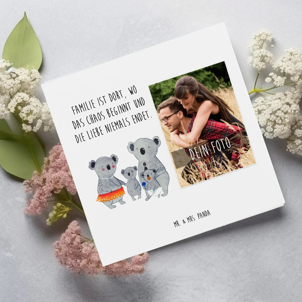 Personalized Photo Deluxe Card Koala Family Personalisierte Foto Grußkarte, Familie, Vatertag, Muttertag, Bruder, Schwester, Mama, Papa, Oma, Opa, Familienleben, Family, Kinder, Koala, Geschwister, Koalas