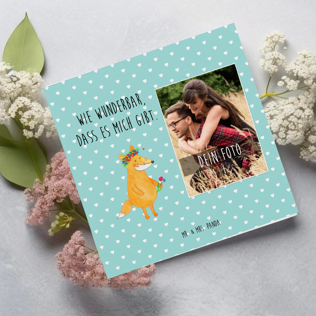 Personalized Photo Deluxe Card Fox Flower Personalisierte Foto Grußkarte, Fuchs, Fuchsmädchen, Selbstliebe, Fox, Freundinnen, ich, Blumen, Motivation, Füchse, Liebe, Freundin, Blumenmädchen, Blume, Freude, Liebesbeweis, mich