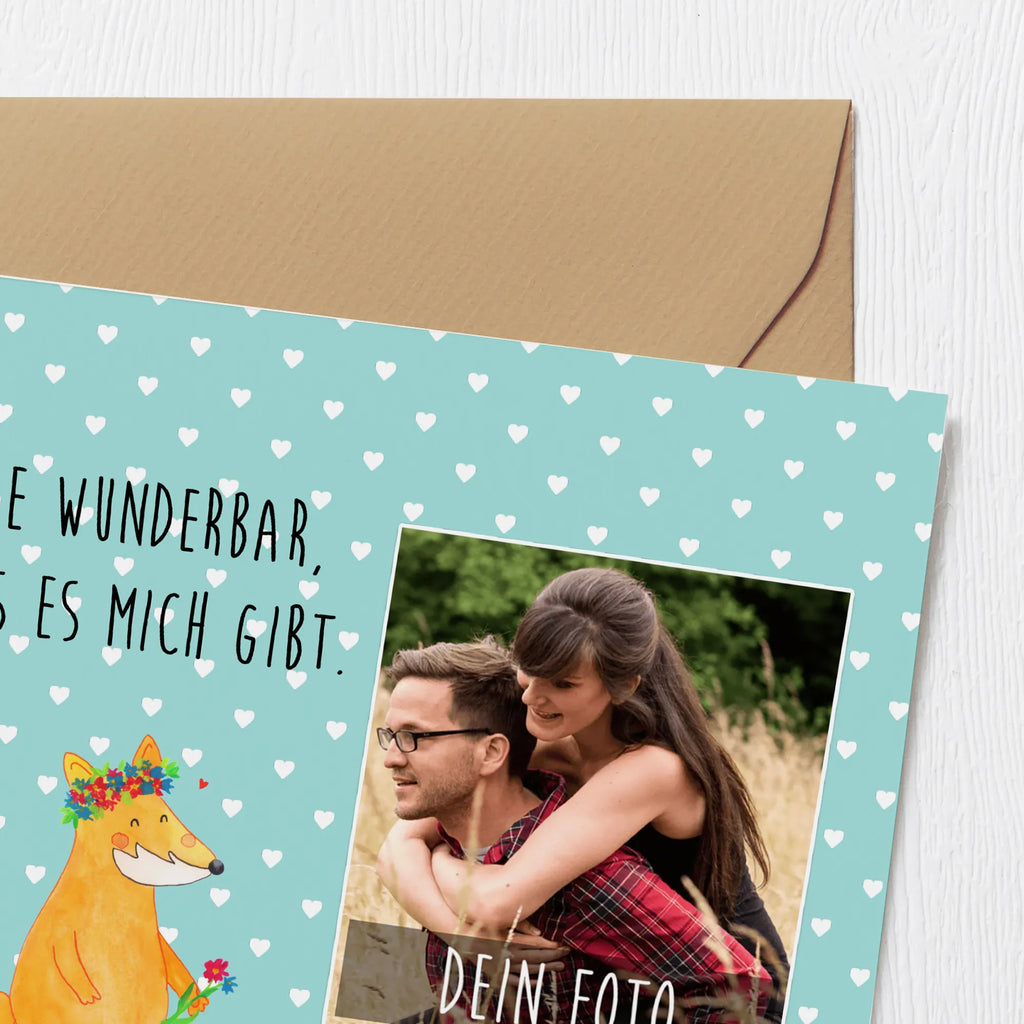 Personalized Photo Deluxe Card Fox Flower Personalisierte Foto Grußkarte, Fuchs, Fuchsmädchen, Selbstliebe, Fox, Freundinnen, ich, Blumen, Motivation, Füchse, Liebe, Freundin, Blumenmädchen, Blume, Freude, Liebesbeweis, mich