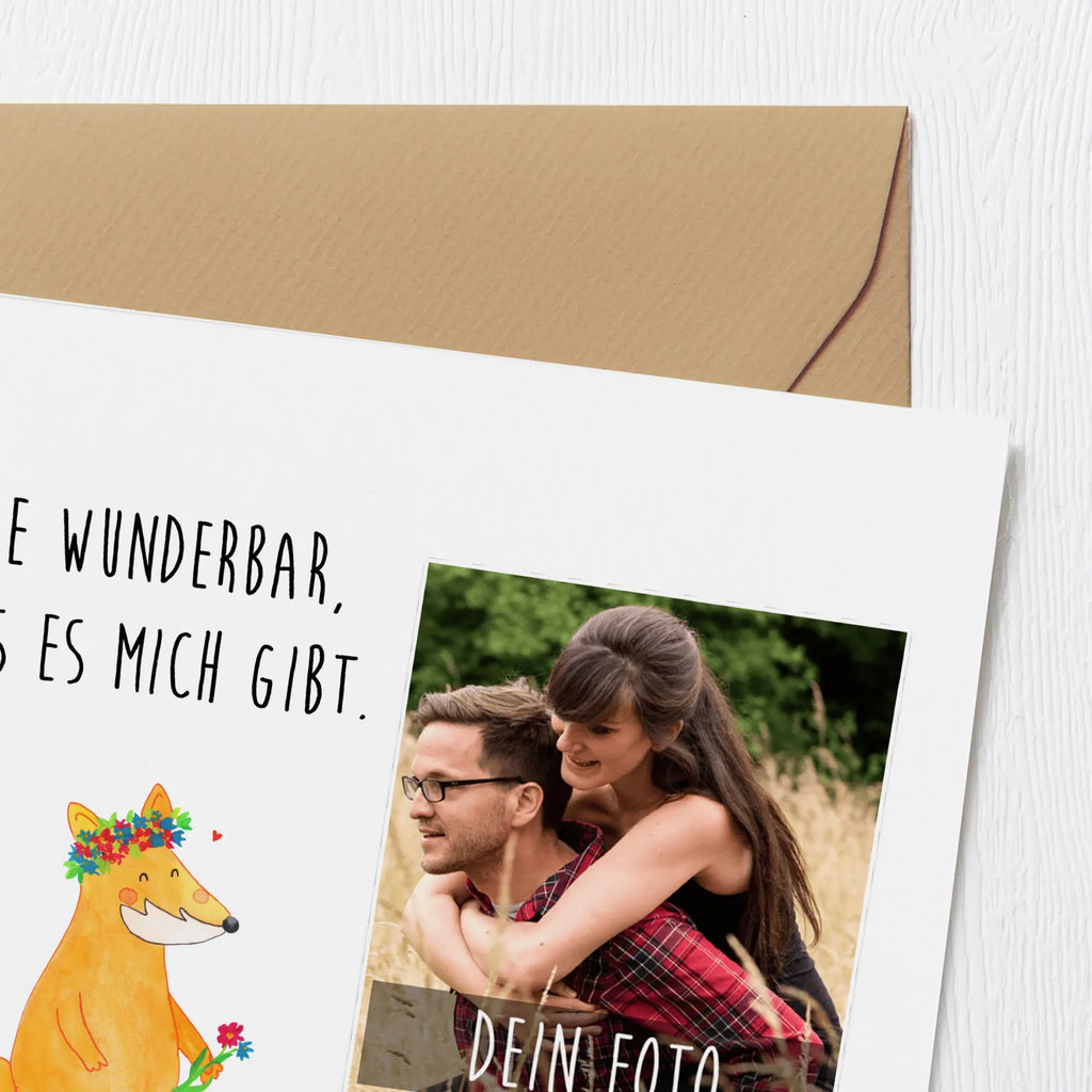 Personalized Photo Deluxe Card Fox Flower Personalisierte Foto Grußkarte, Fuchs, Fuchsmädchen, Selbstliebe, Fox, Freundinnen, ich, Blumen, Motivation, Füchse, Liebe, Freundin, Blumenmädchen, Blume, Freude, Liebesbeweis, mich