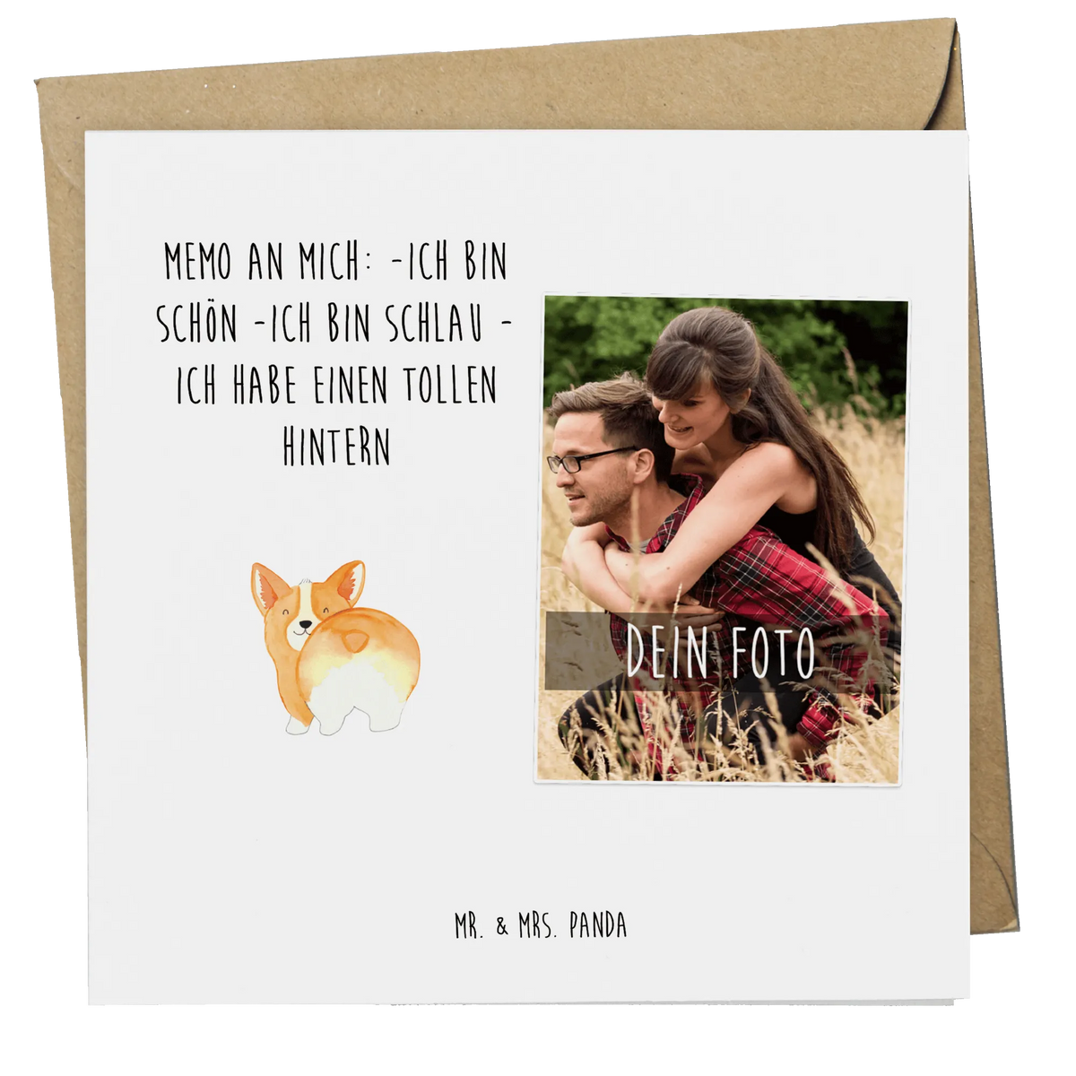 Personalized Photo Deluxe Card corgi buttocks