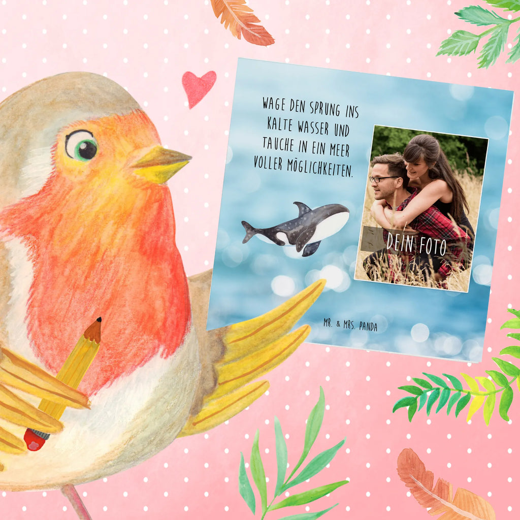 Personalized Photo Deluxe Card Orca Personalisierte Foto Grußkarte, Meerestiere, Meer, Urlaub, Orca, Killerwal, Möglichkeiten, Selbstliebe, Wal, Motivation, Startup, Arbeit, Neustart, Orcas, Büro