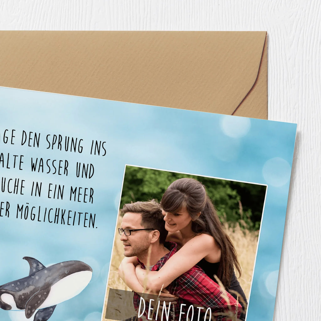 Personalized Photo Deluxe Card Orca Personalisierte Foto Grußkarte, Meerestiere, Meer, Urlaub, Orca, Killerwal, Möglichkeiten, Selbstliebe, Wal, Motivation, Startup, Arbeit, Neustart, Orcas, Büro