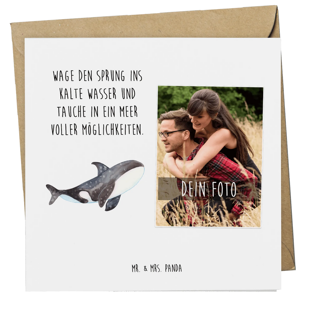 Personalized Photo Deluxe Card Orca Personalisierte Foto Grußkarte, Meerestiere, Meer, Urlaub, Orca, Killerwal, Möglichkeiten, Selbstliebe, Wal, Motivation, Startup, Arbeit, Neustart, Orcas, Büro