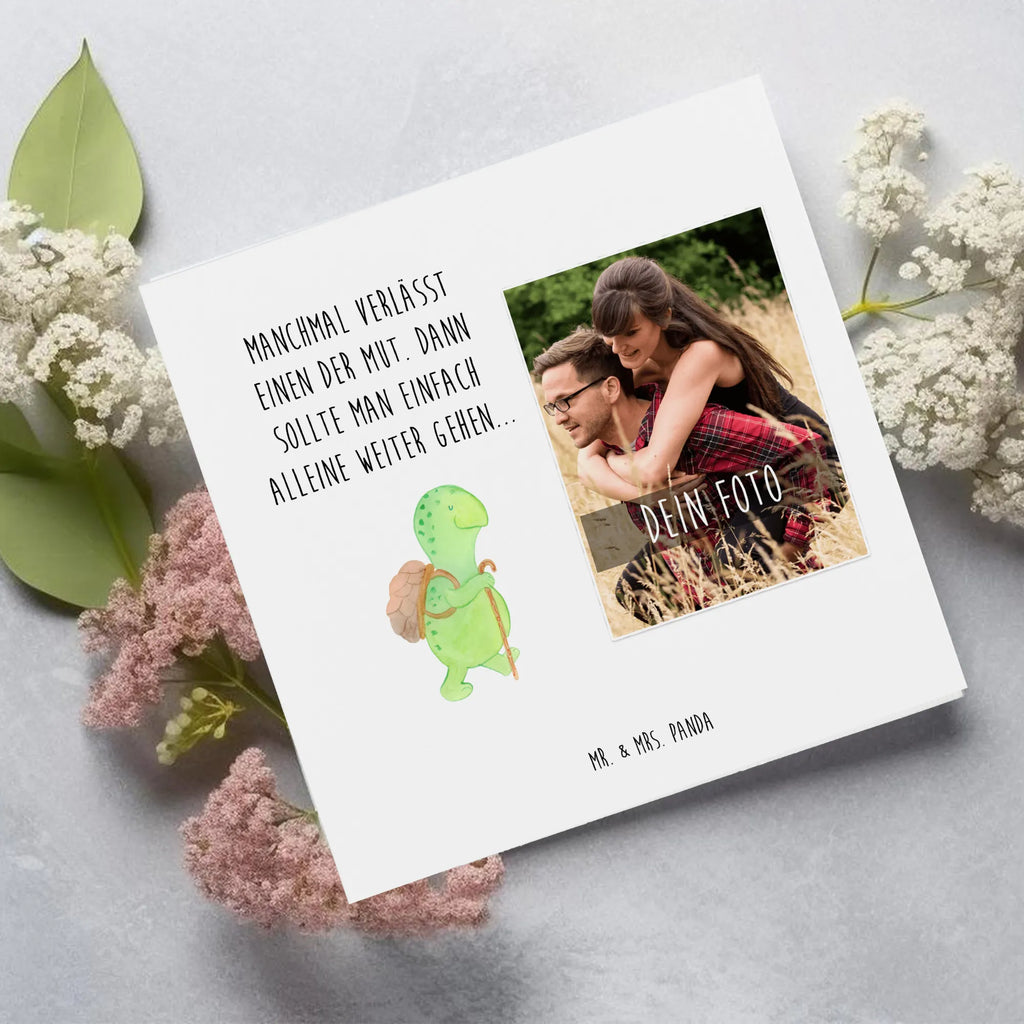 Personalisierte Foto Deluxe Karte Schildkröte Wanderer Personalisierte Foto Grußkarte, Schildkröte, Motivationssprüche, Motivation, Schildkröten, Neuanfang, Motivationsspruch