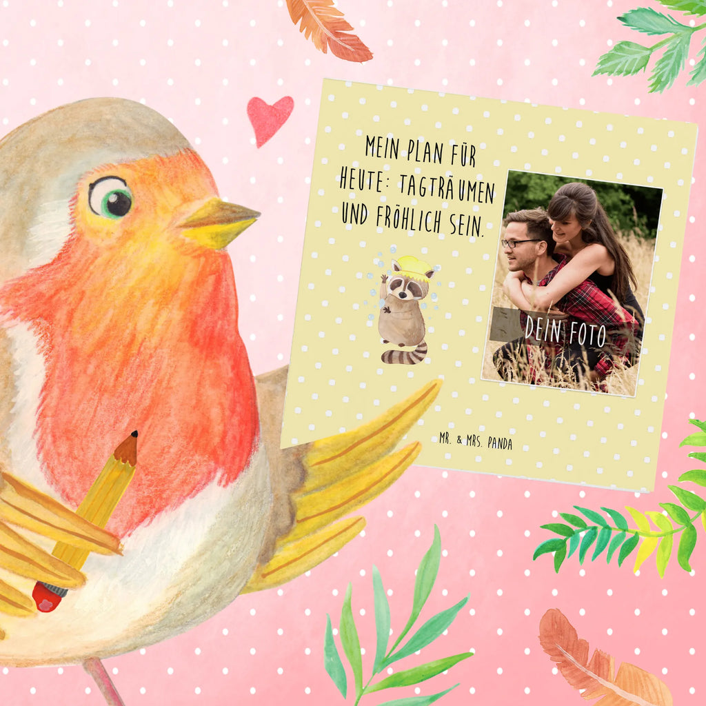 Personalized Photo Deluxe Card Raccoon Personalisierte Foto Grußkarte, Tiermotive, Gute Laune, lustige Sprüche, Tiere, Waschbär, Tagträumen, Plan, Fröhlich, waschen, Seifenblasen