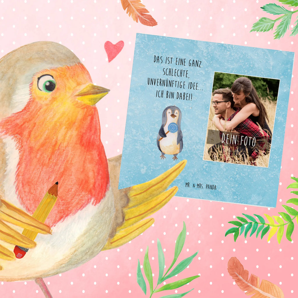 Personalized Photo Deluxe Card Penguin lollipop Personalisierte Foto Grußkarte, Pinguin, Pinguine, Lolli, Süßigkeiten, Blödsinn, Spruch, Rebell, Gauner, Ganove, Rabauke