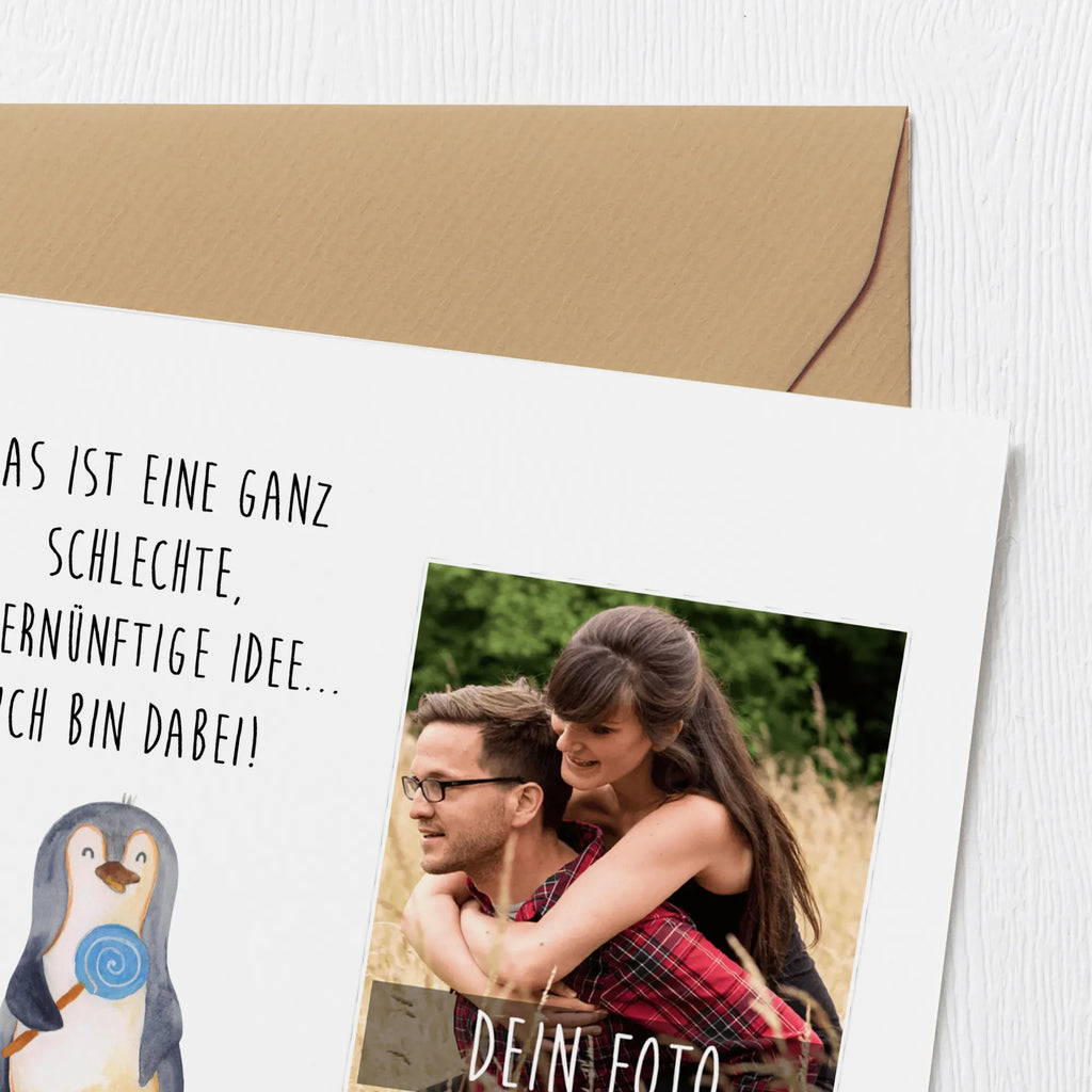 Personalized Photo Deluxe Card Penguin lollipop Personalisierte Foto Grußkarte, Pinguin, Pinguine, Lolli, Süßigkeiten, Blödsinn, Spruch, Rebell, Gauner, Ganove, Rabauke