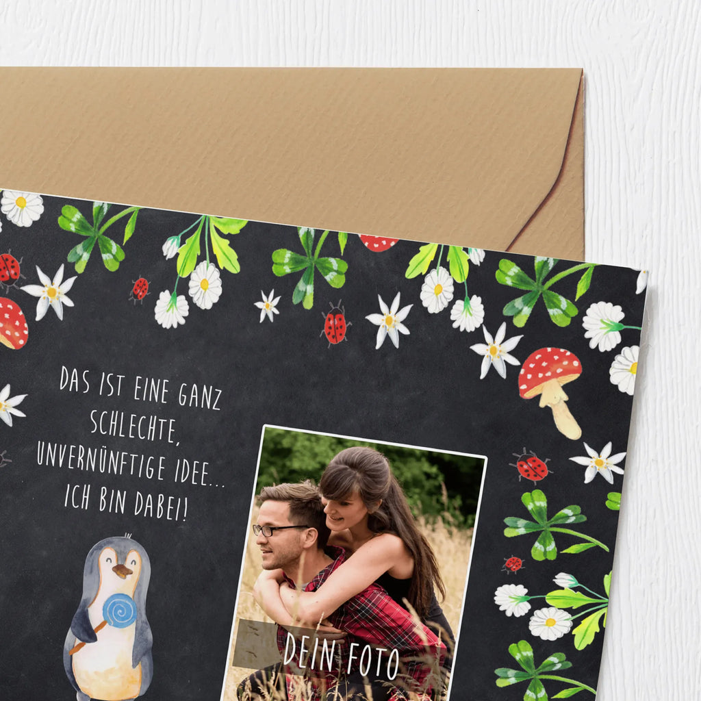 Personalized Photo Deluxe Card Penguin lollipop Personalisierte Foto Grußkarte, Pinguin, Pinguine, Lolli, Süßigkeiten, Blödsinn, Spruch, Rebell, Gauner, Ganove, Rabauke