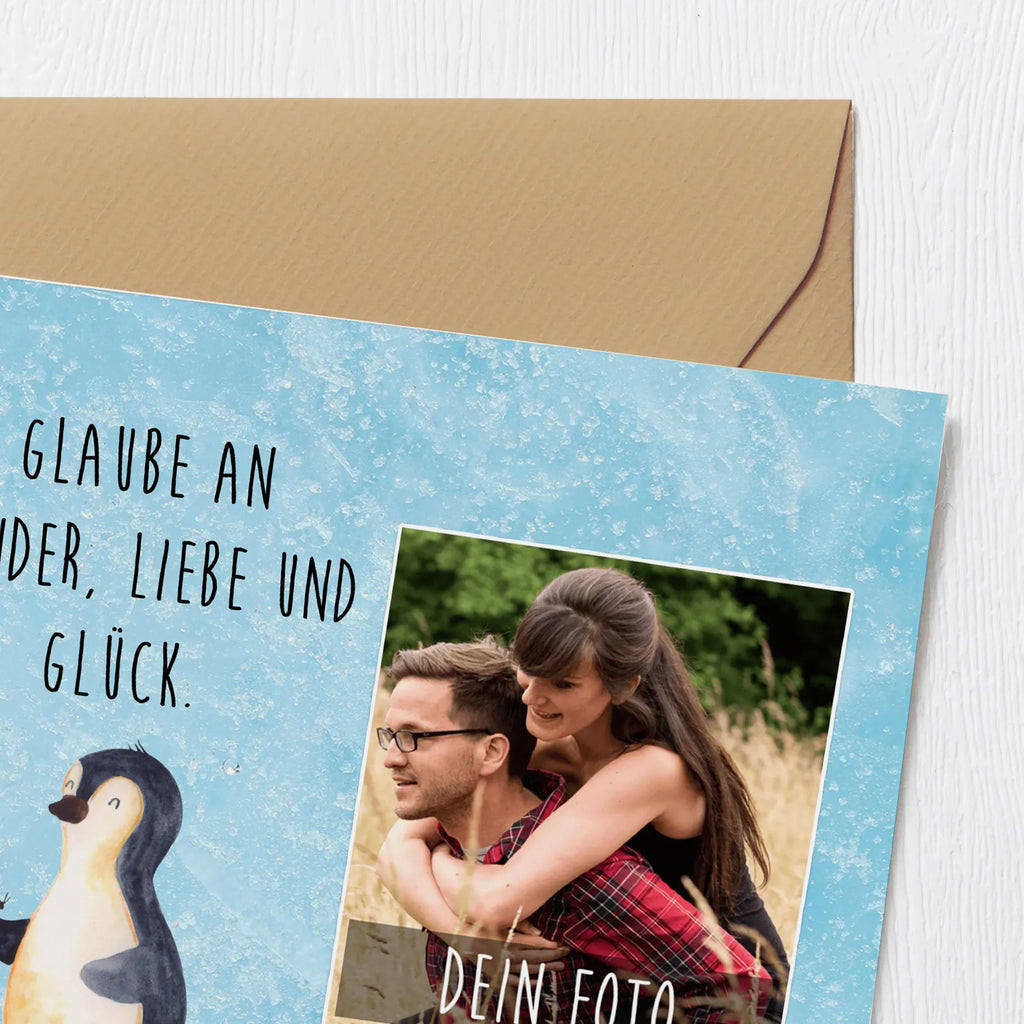 Personalized Photo Deluxe Card Penguin ladybug Personalisierte Foto Grußkarte, Pinguin, Pinguine, Marienkäfer, Liebe, Wunder, Glück, Freude, Lebensfreude