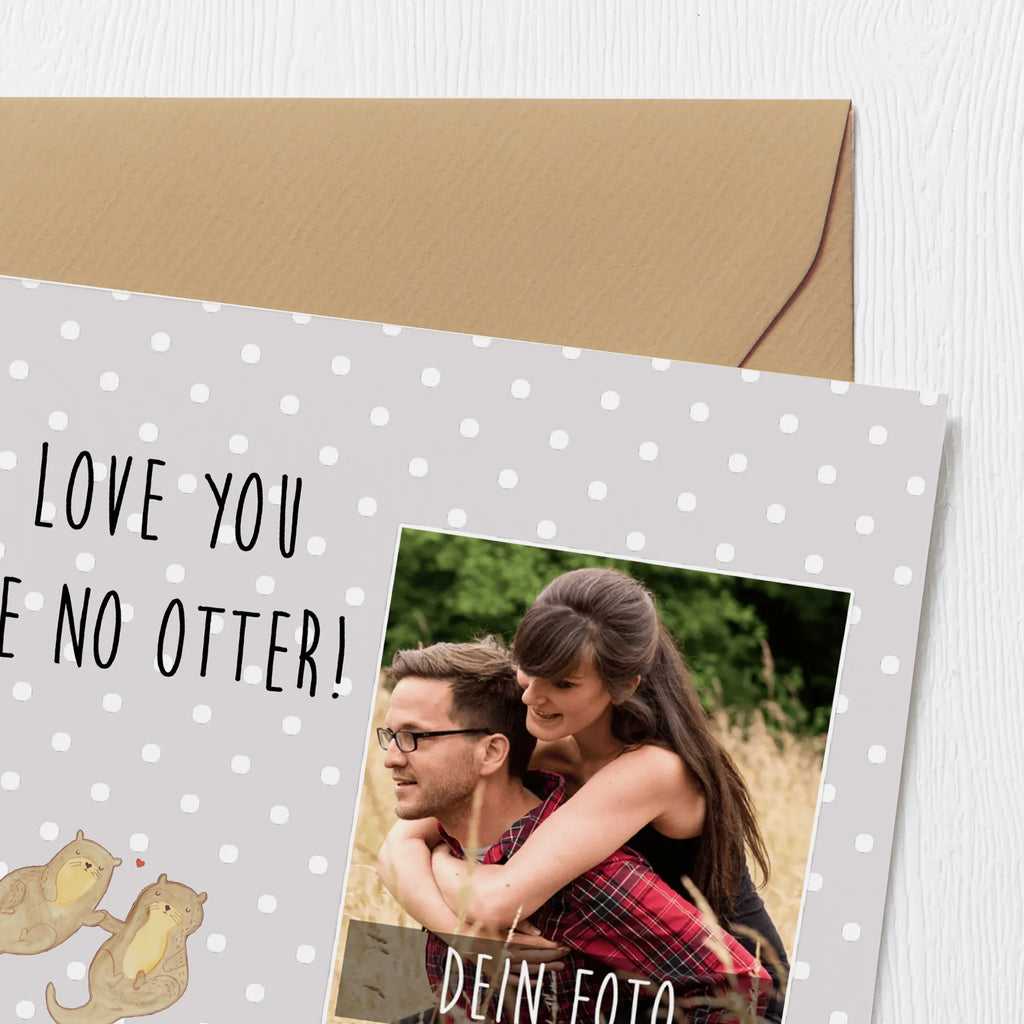 Personalized Photo Deluxe Card otter holding hands Personalisierte Foto Grußkarte, Otter, Fischotter, Seeotter, Otter Seeotter See Otter