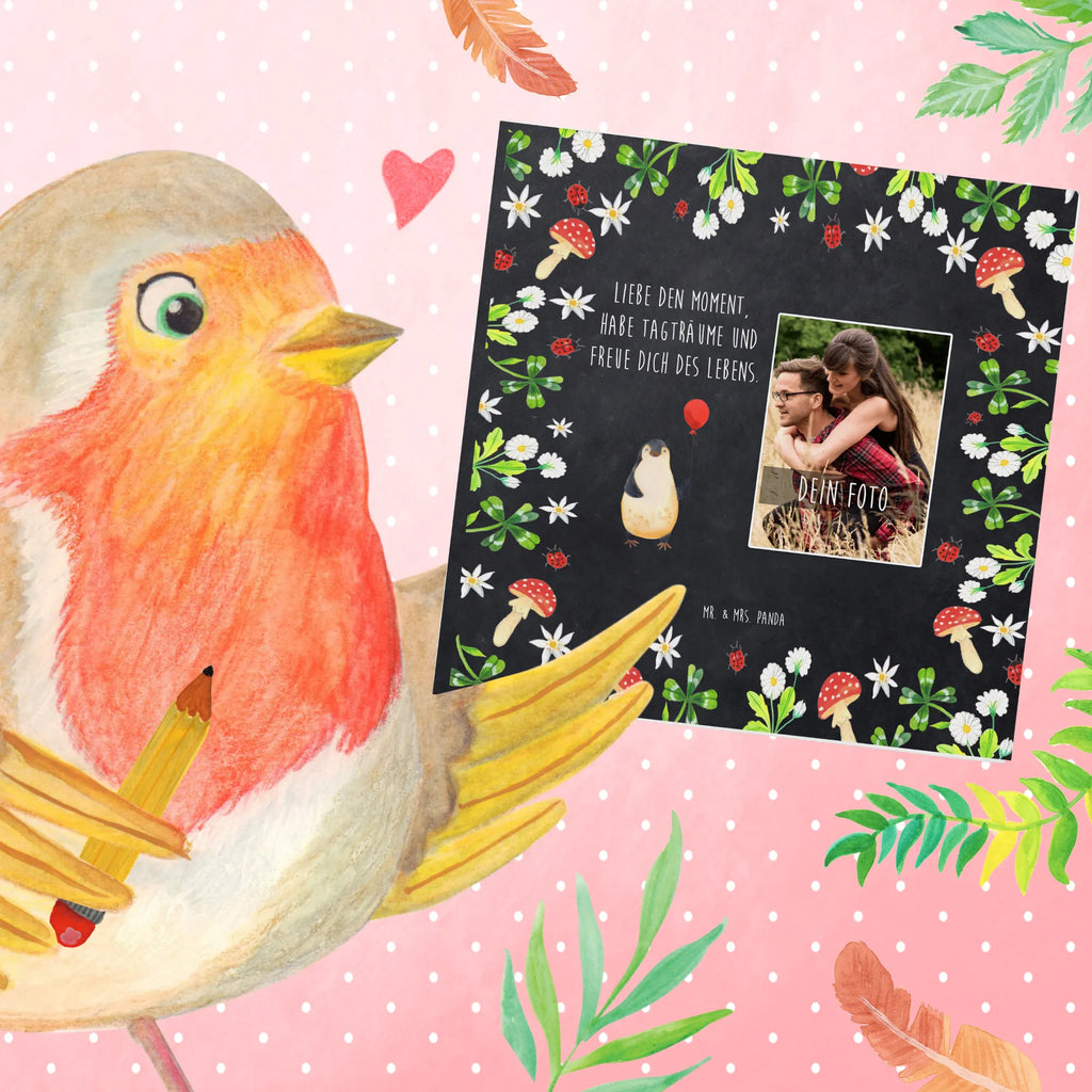 Personalized Photo Deluxe Card Penguin balloon Personalisierte Foto Grußkarte, Pinguin, Pinguine, Luftballon, Tagträume, Lebenslust, Geschenk Freundin, Geschenkidee, beste Freundin, Motivation, Neustart, neues Leben, Liebe, Glück