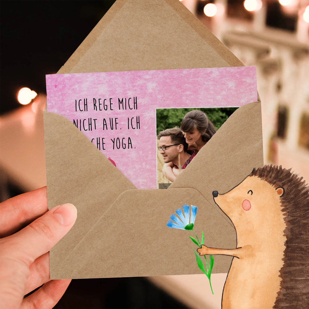 Personalisierte Foto Deluxe Karte Flamingo Yoga Personalisierte Foto Grußkarte, Flamingo, Yoga-Übung, Tiefenentspannung, Achtsamkeit, Namaste, Aufregen, Vogel, Yoga, Entspannung, Ärger