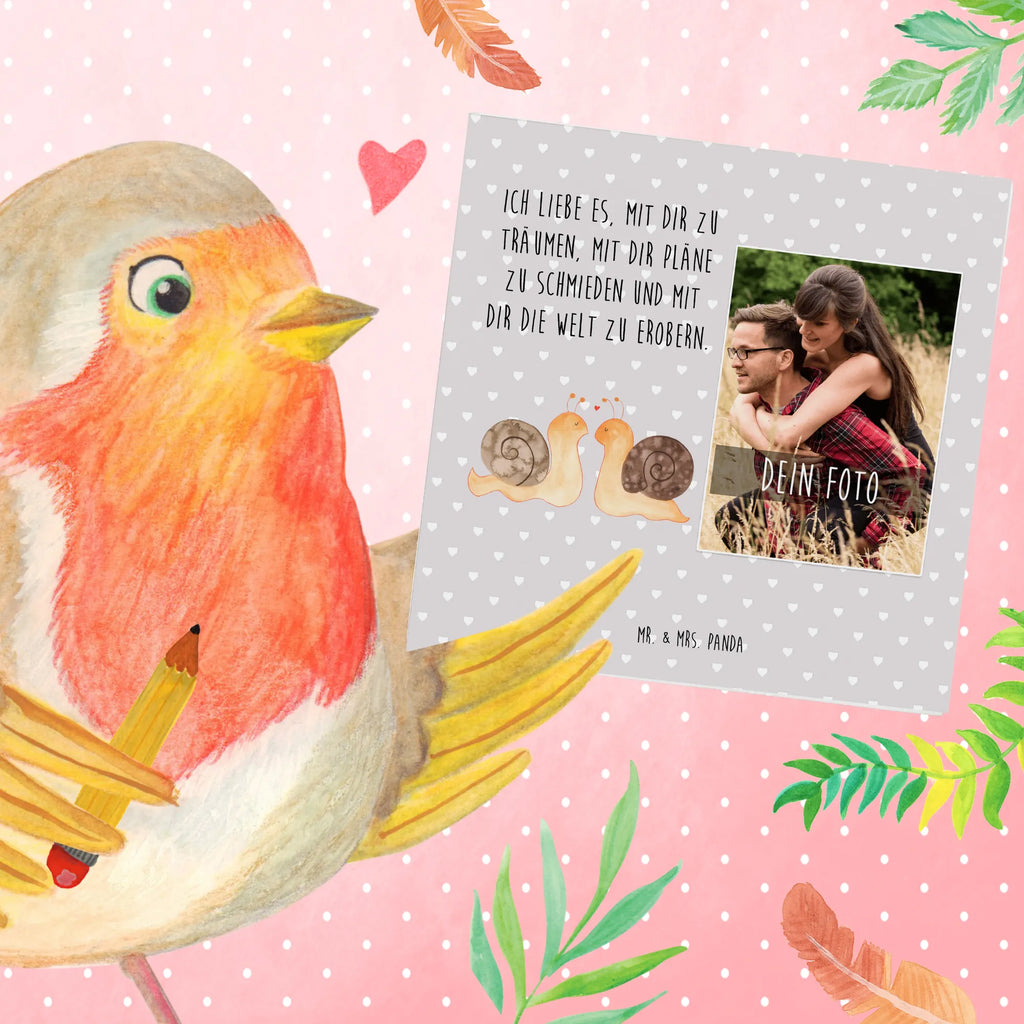 Personalized Photo Deluxe Card Snails in love Personalisierte Foto Grußkarte, Liebe, Partner, Freund, Freundin, Ehemann, Ehefrau, Heiraten, Verlobung, Heiratsantrag, Liebesgeschenk, Jahrestag, Hocheitstag
