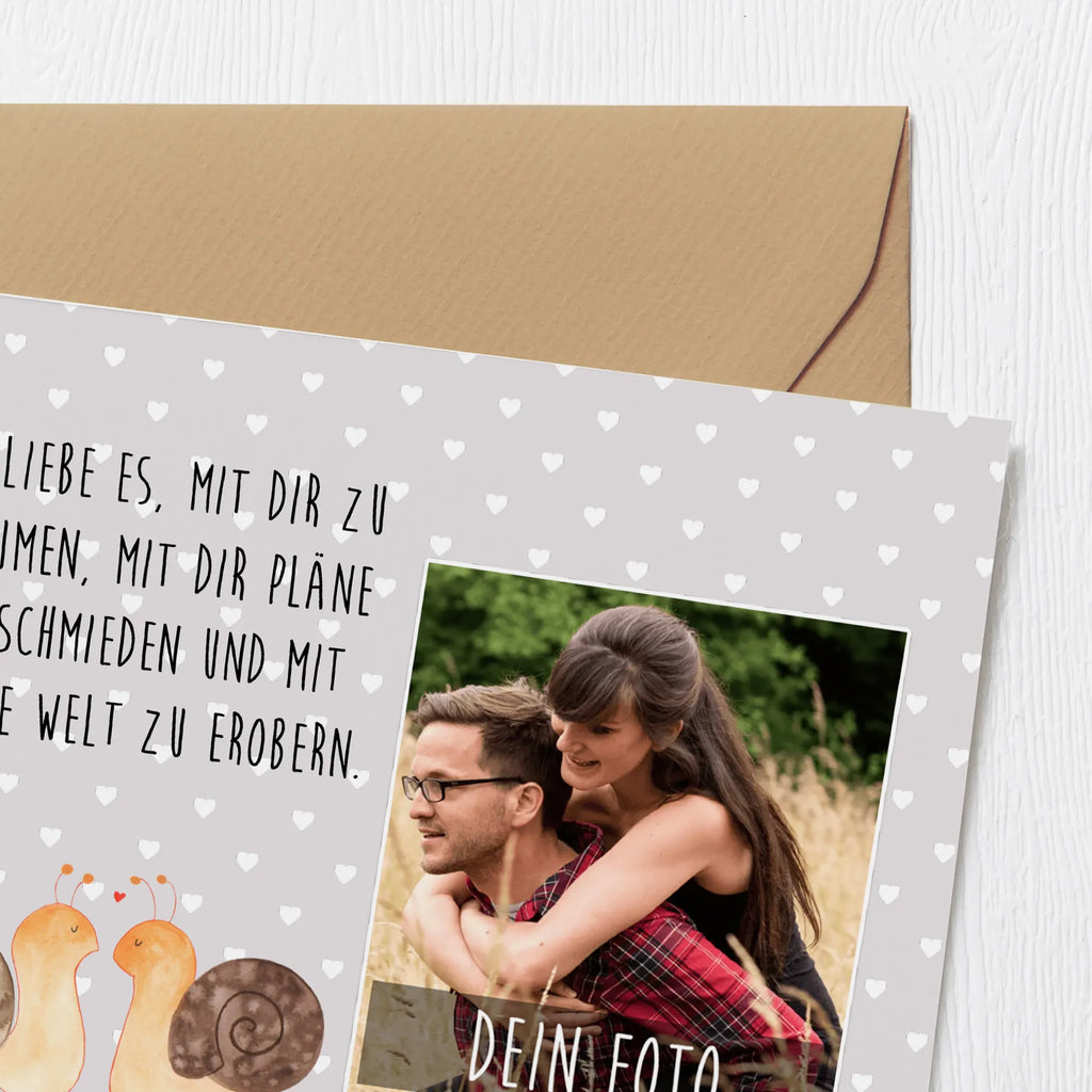 Personalized Photo Deluxe Card Snails in love Personalisierte Foto Grußkarte, Liebe, Partner, Freund, Freundin, Ehemann, Ehefrau, Heiraten, Verlobung, Heiratsantrag, Liebesgeschenk, Jahrestag, Hocheitstag