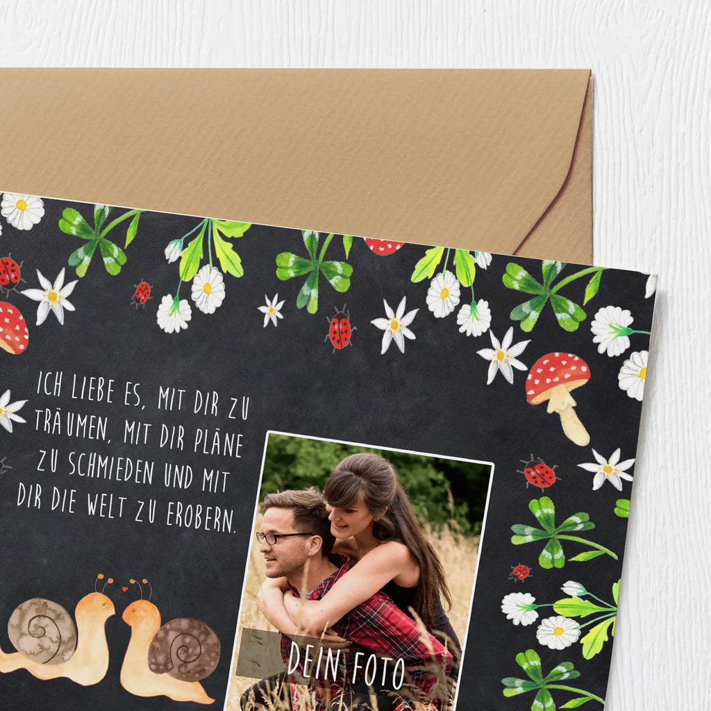 Personalized Photo Deluxe Card Snails in love Personalisierte Foto Grußkarte, Liebe, Partner, Freund, Freundin, Ehemann, Ehefrau, Heiraten, Verlobung, Heiratsantrag, Liebesgeschenk, Jahrestag, Hocheitstag