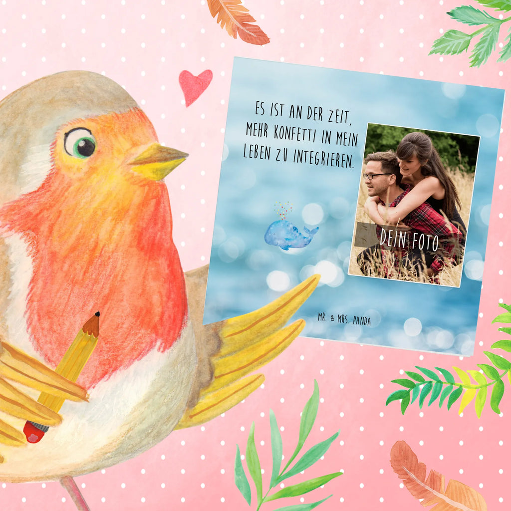 Personalized Photo Deluxe Card whale confetti Personalisierte Foto Grußkarte, Meerestiere, Meer, Urlaub, Motivation, Wal, Neuanfang, Geburtstag, Neustart, Diät, Lebensabschnitt, Wale, Konfetti, Abnehmen, Trennung