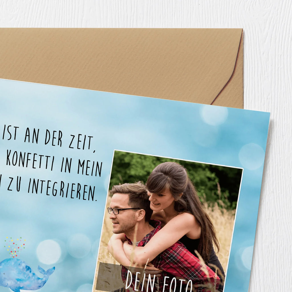 Personalized Photo Deluxe Card whale confetti Personalisierte Foto Grußkarte, Meerestiere, Meer, Urlaub, Motivation, Wal, Neuanfang, Geburtstag, Neustart, Diät, Lebensabschnitt, Wale, Konfetti, Abnehmen, Trennung