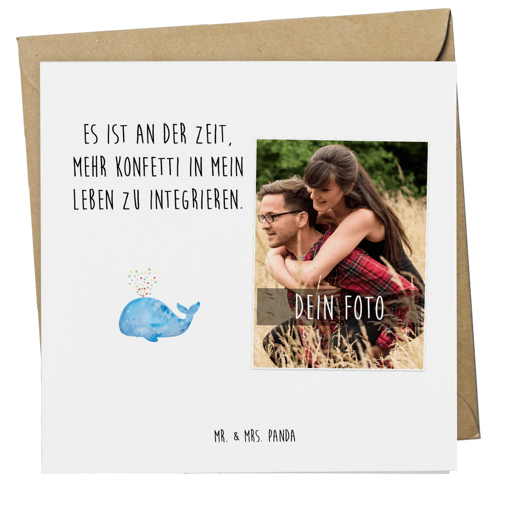 Personalized Photo Deluxe Card whale confetti Personalisierte Foto Grußkarte, Meerestiere, Meer, Urlaub, Motivation, Wal, Neuanfang, Geburtstag, Neustart, Diät, Lebensabschnitt, Wale, Konfetti, Abnehmen, Trennung