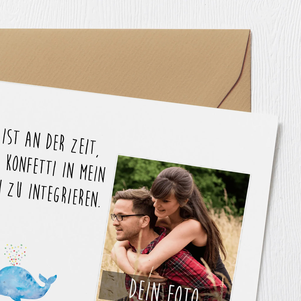 Personalized Photo Deluxe Card whale confetti Personalisierte Foto Grußkarte, Meerestiere, Meer, Urlaub, Motivation, Wal, Neuanfang, Geburtstag, Neustart, Diät, Lebensabschnitt, Wale, Konfetti, Abnehmen, Trennung