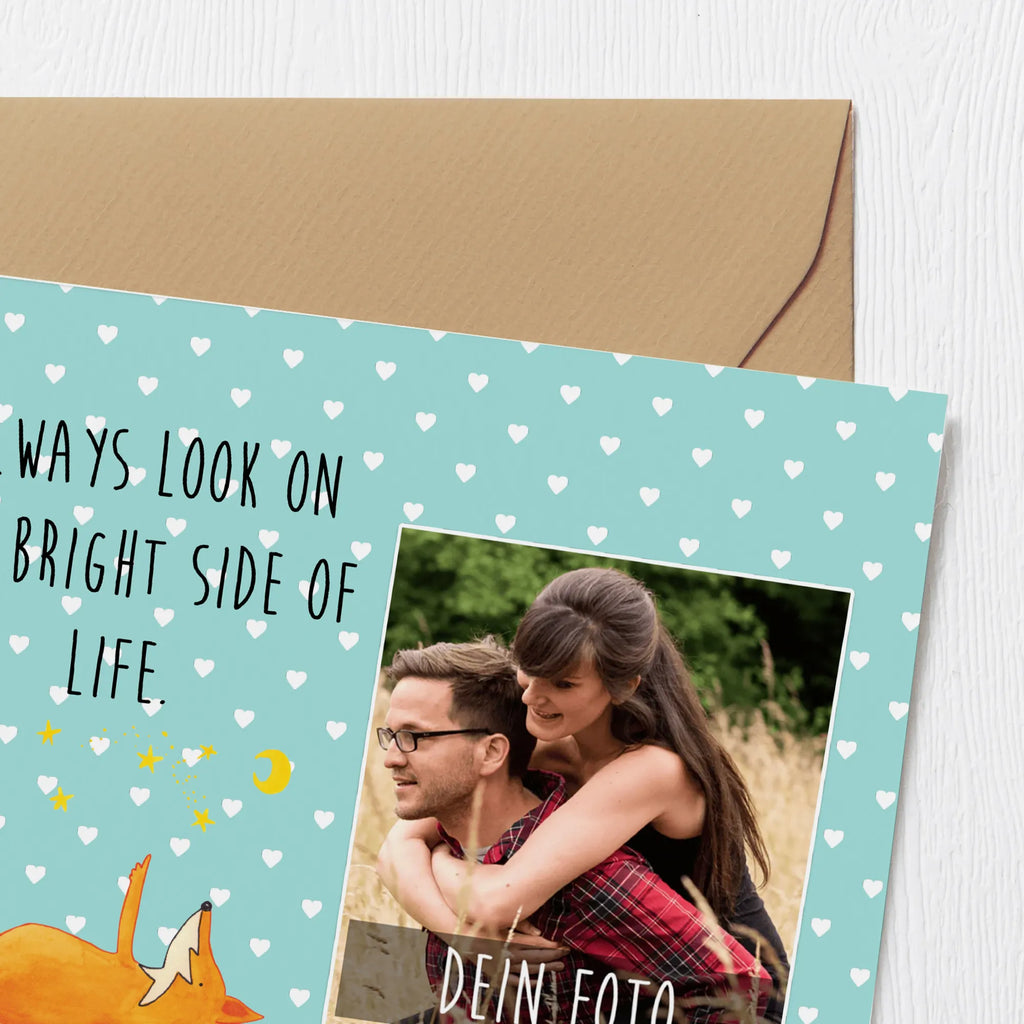 Personalized Photo Deluxe Card Fox Stars Personalisierte Foto Grußkarte, Fuchs, tröstende Worte, Romantik, Always Look on the Bright Side of Life, Spruch positiv, Spruch schön, Füchse