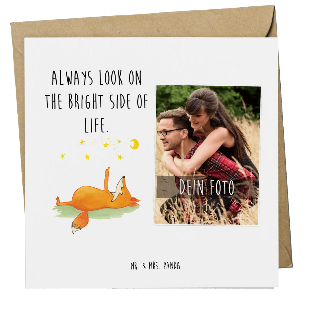 Personalized Photo Deluxe Card Fox Stars Personalisierte Foto Grußkarte, Fuchs, tröstende Worte, Romantik, Always Look on the Bright Side of Life, Spruch positiv, Spruch schön, Füchse