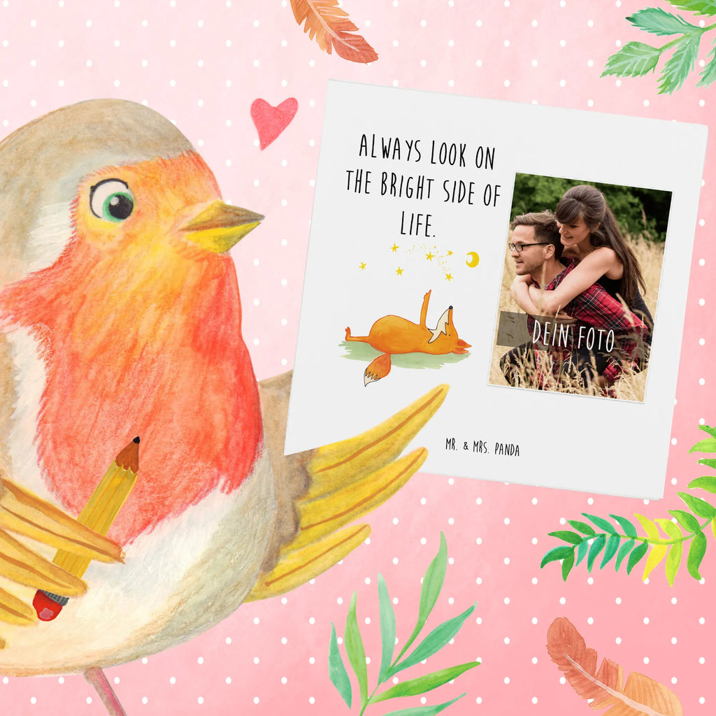 Personalized Photo Deluxe Card Fox Stars Personalisierte Foto Grußkarte, Fuchs, tröstende Worte, Romantik, Always Look on the Bright Side of Life, Spruch positiv, Spruch schön, Füchse