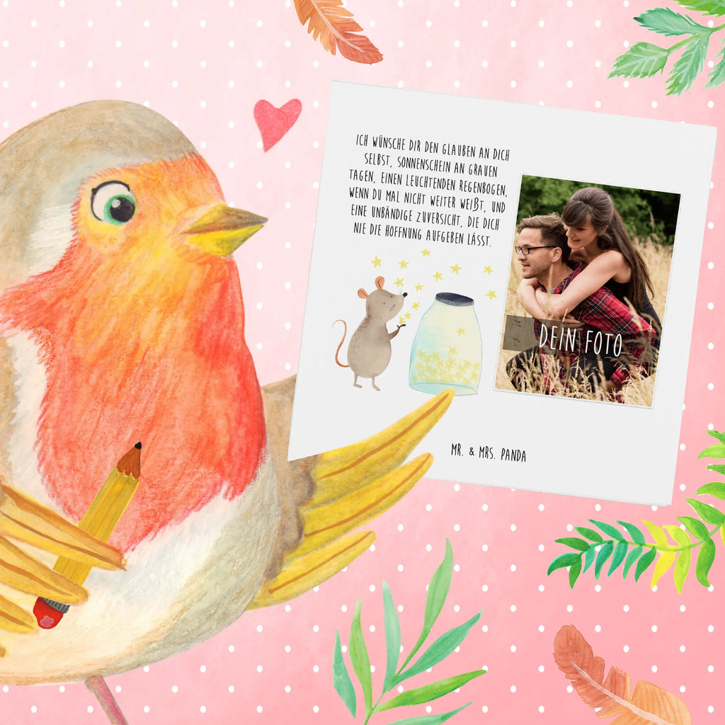 Personalized Photo Deluxe Card Mouse Stars Personalisierte Foto Grußkarte, Tiermotive, Gute Laune, lustige Sprüche, Tiere, Maus, Sterne, Wunsch, Kind, Taufe, Taufgeschenk, Geburt, Schwangerschaft, erstes Kind, Kindergeburtstag, Geburtstag, Hoffnung, Träume