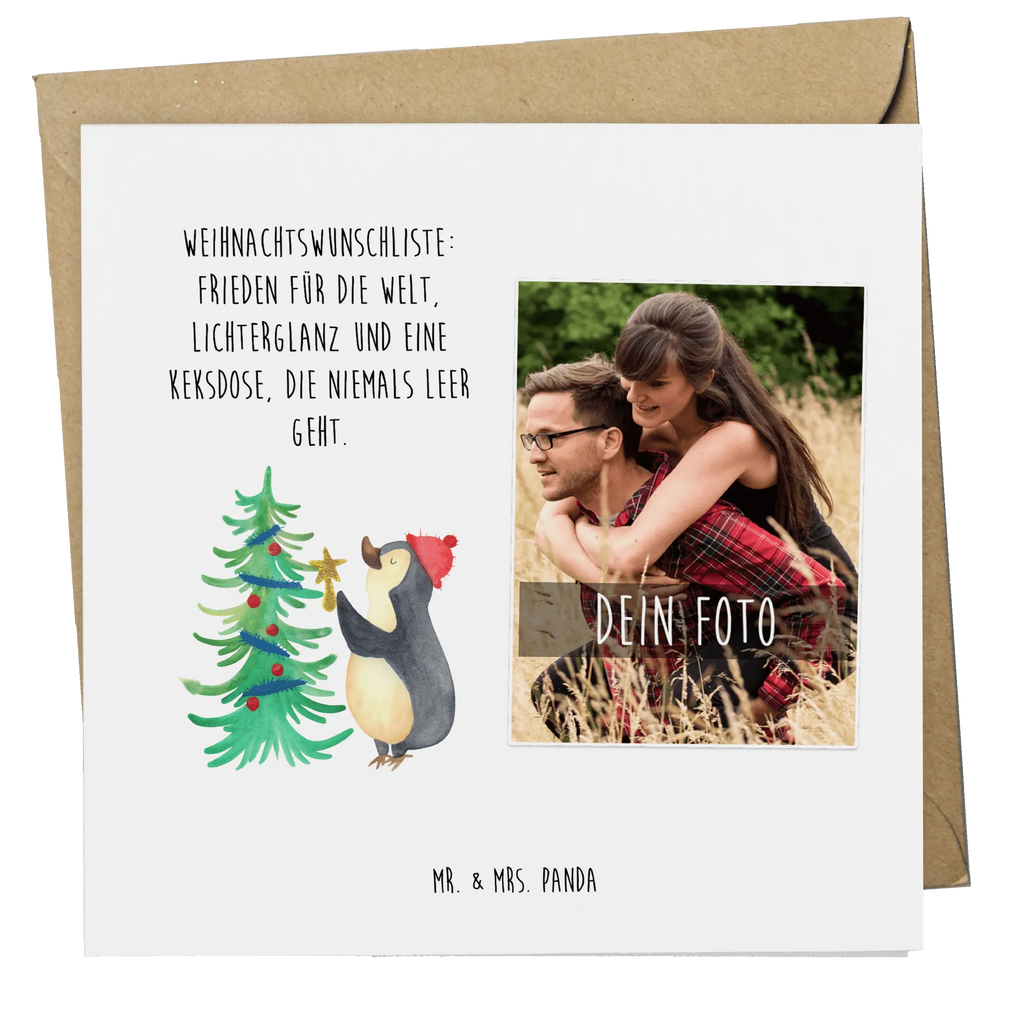 Personalized Photo Deluxe Card penguin Christmas tree Personalisierte Foto Grußkarte, Winter, Weihnachten, Weihnachtsdeko, Nikolaus, Advent, Heiligabend, Wintermotiv, Pinguin