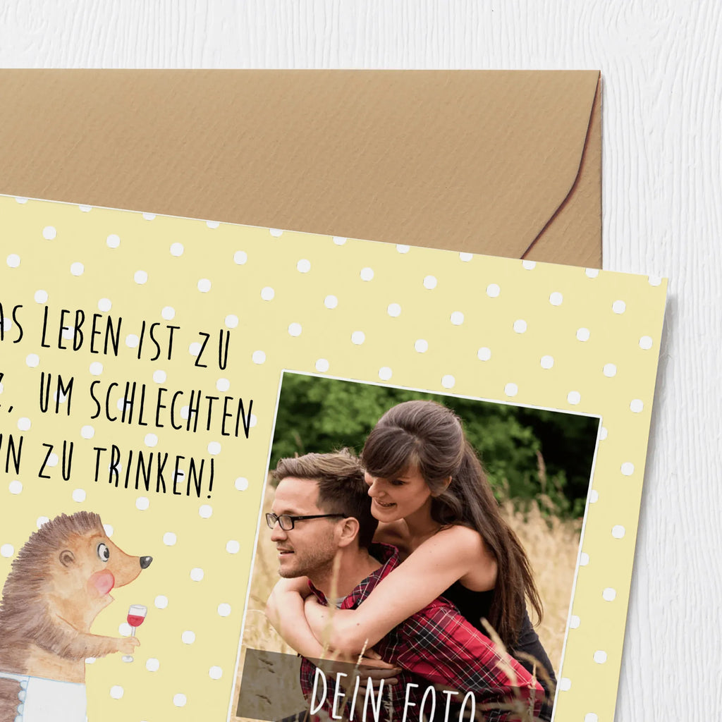 Personalized Photo Deluxe Card Hedgehog wine Personalisierte Foto Grußkarte, Tiermotive, Gute Laune, lustige Sprüche, Tiere, Wein Spruch, Igel, Geschenk Weintrinker, Geschenk Weinliebhaber, Wein Deko, Weinglas, Rotwein, Weißwein, Wein trinken