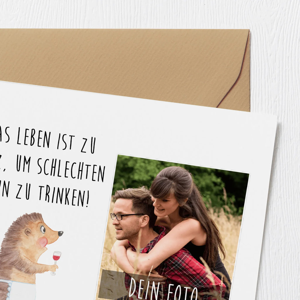 Personalized Photo Deluxe Card Hedgehog wine Personalisierte Foto Grußkarte, Tiermotive, Gute Laune, lustige Sprüche, Tiere, Wein Spruch, Igel, Geschenk Weintrinker, Geschenk Weinliebhaber, Wein Deko, Weinglas, Rotwein, Weißwein, Wein trinken