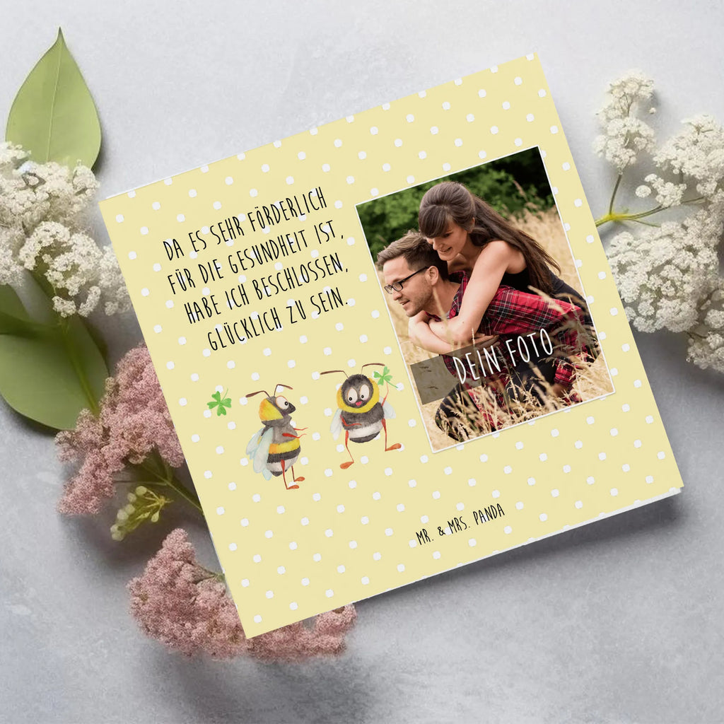 Personalized Photo Deluxe Card bumblebees shamrock Personalisierte Foto Grußkarte, Tiermotive, Gute Laune, lustige Sprüche, Tiere, Hummel, Biene, Spruch positiv, Biene Deko, Spruch schön, glücklich sein, glücklich werden, Spruch fröhlich