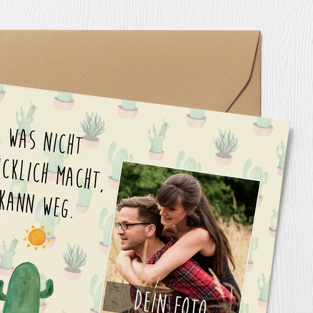Personalized Photo Deluxe Card cactus Sun Personalisierte Foto Grußkarte, Kaktus, Kakteen, Neustart, Ehebruch, Trennung, Glück, Geschenkidee, Liebeskummer Geschenk, Freundin, glücklich, Sonnenschein, Sonne, Scheidung, Liebe Kaktusliebe, Motivation, Liebeskummer