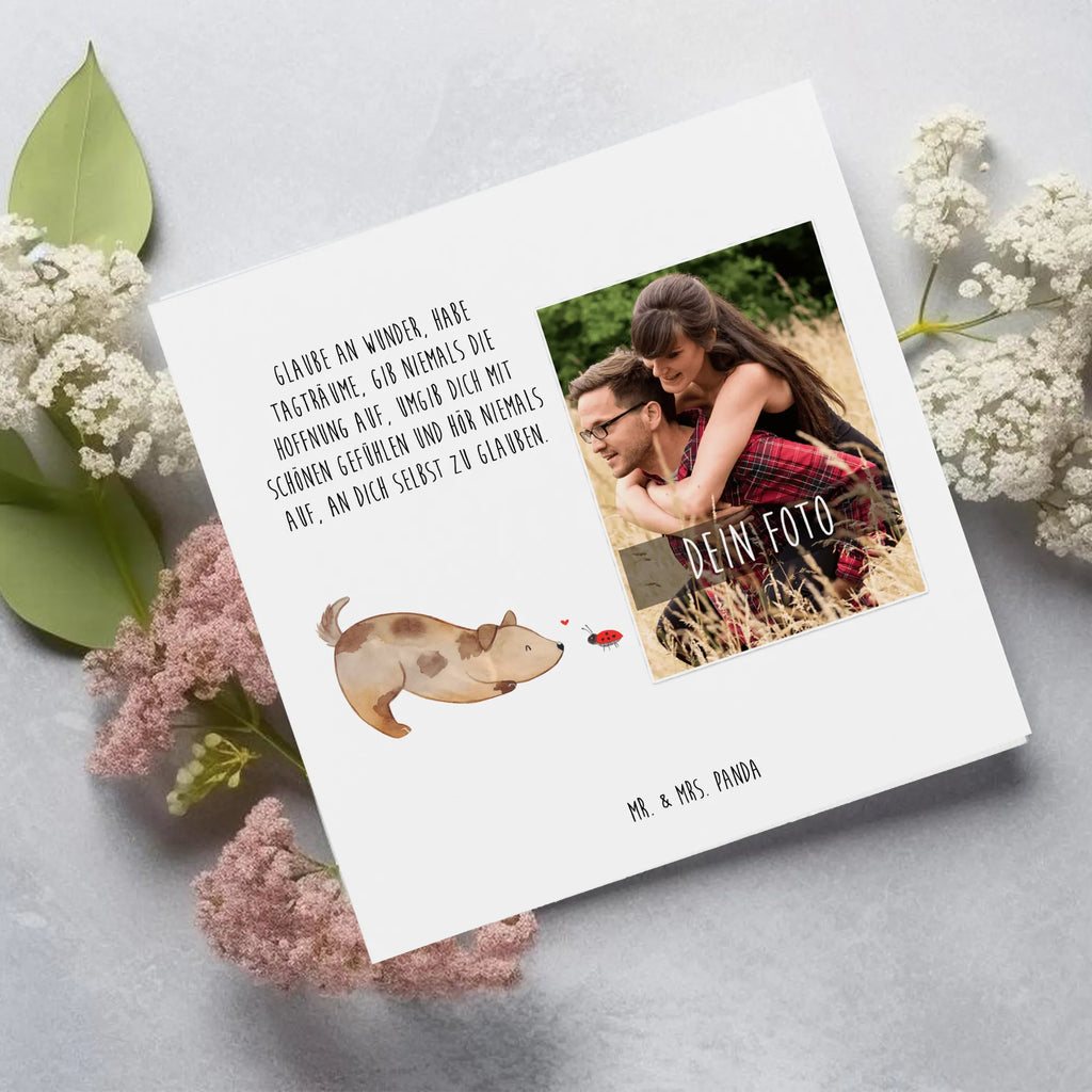 Personalized Photo Deluxe Card Dog ladybug Personalisierte Foto Grußkarte, Hund, Hundemotiv, Haustier, Hunderasse, Tierliebhaber, Hundebesitzer, Sprüche, Hunde, Hundespruch, Mischling, Marienkäfer, Mischlinghund