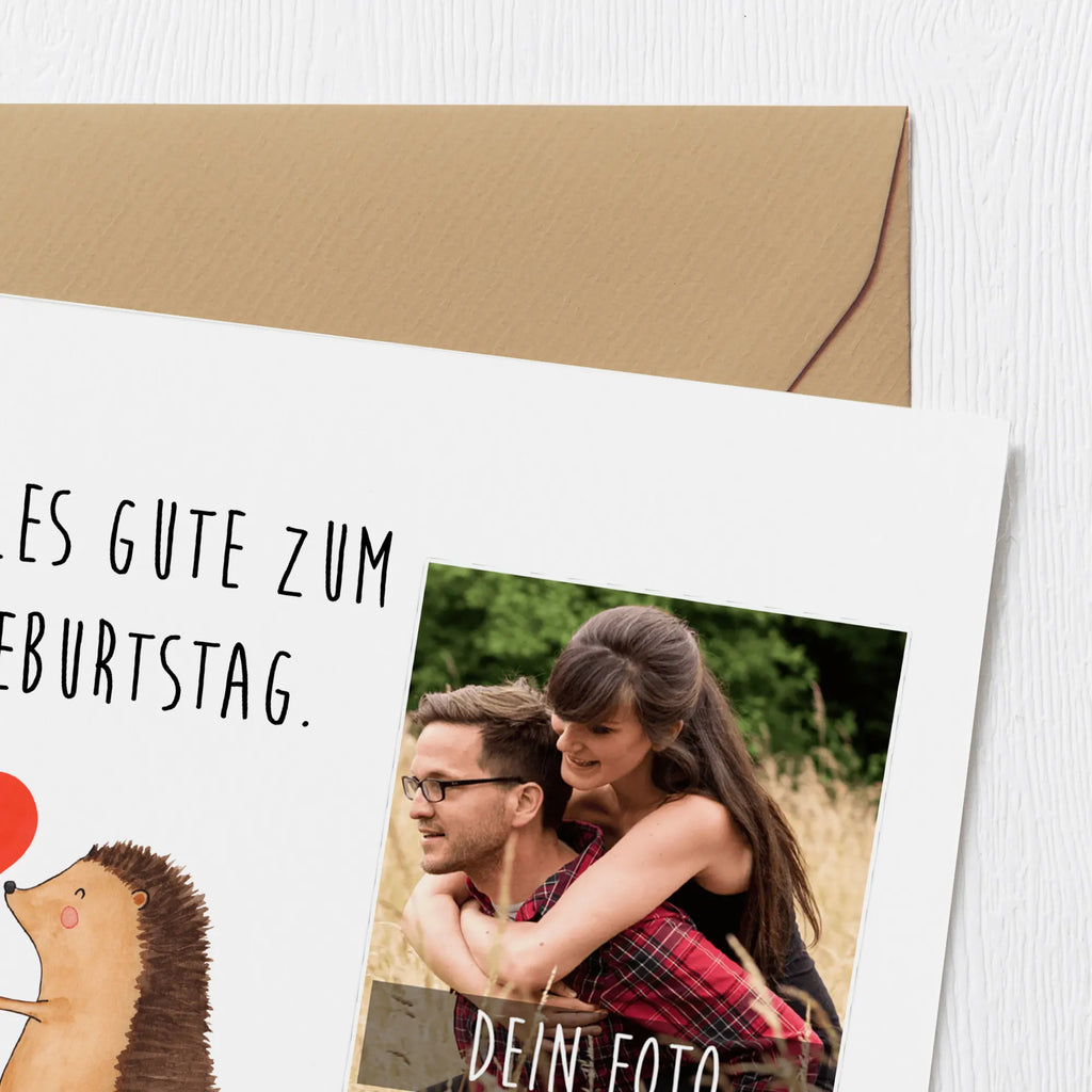 Personalized Photo Deluxe Card Hedgehog balloon Personalisierte Foto Grußkarte, Tiermotive, Gute Laune, lustige Sprüche, Tiere, Igel, Geburtstag, Herzlichen Glückwunsch, Glückwunsch, Geburtstagskind, Ballon, Happy Birthday