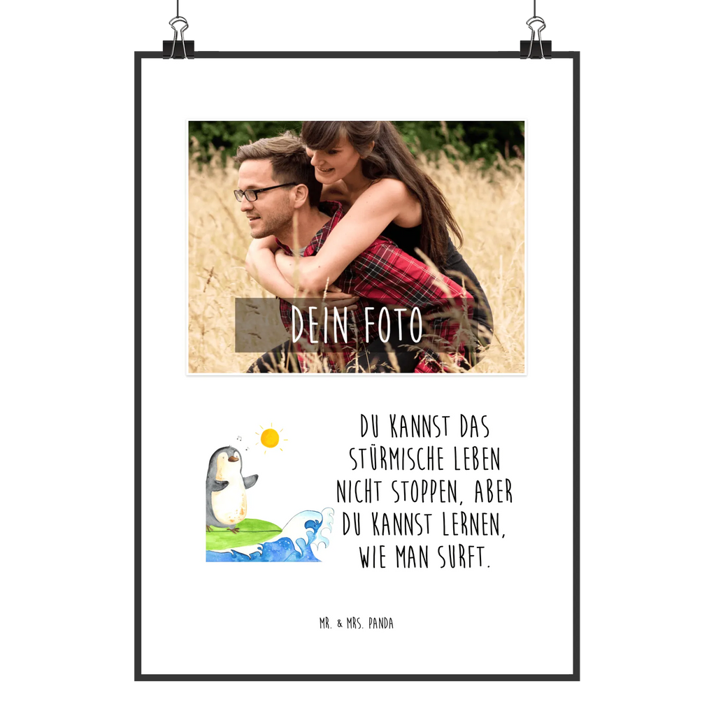 Personalized Photo Poster Penguin surfer Personalisiertes Foto Poster, Pinguin, Pinguine, Wellen, Surfer, surfen, Hawaii, Portugal, Urlaub, Wellen reiten