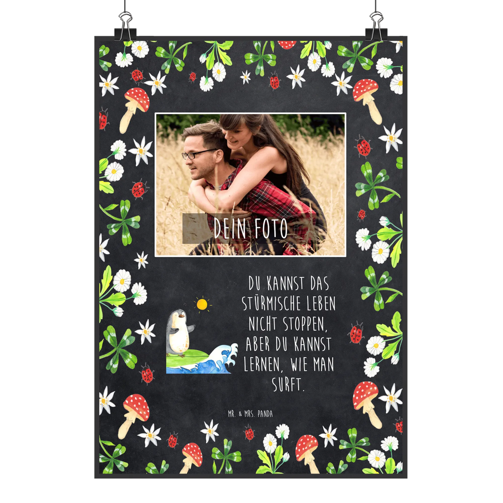 Personalized Photo Poster Penguin surfer Personalisiertes Foto Poster, Pinguin, Pinguine, Wellen, Surfer, surfen, Hawaii, Portugal, Urlaub, Wellen reiten