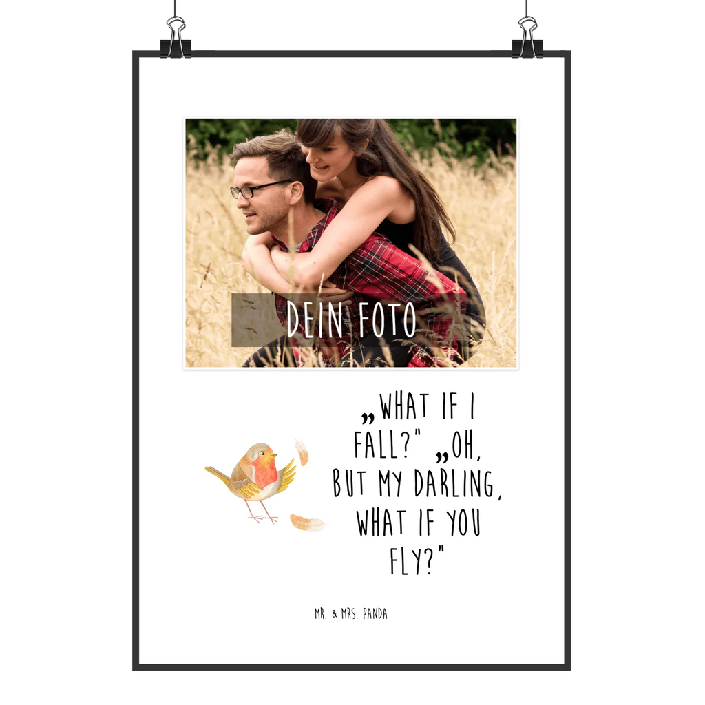 Personalized Photo Poster robin feathers Personalisiertes Foto Poster, Tiermotive, Gute Laune, lustige Sprüche, Tiere, What if i fall, Rotkehlchen, Vogel, Spruch Mut, Spruch Motivation, Motivationsbilder, Motivation Sprüche, fliegen