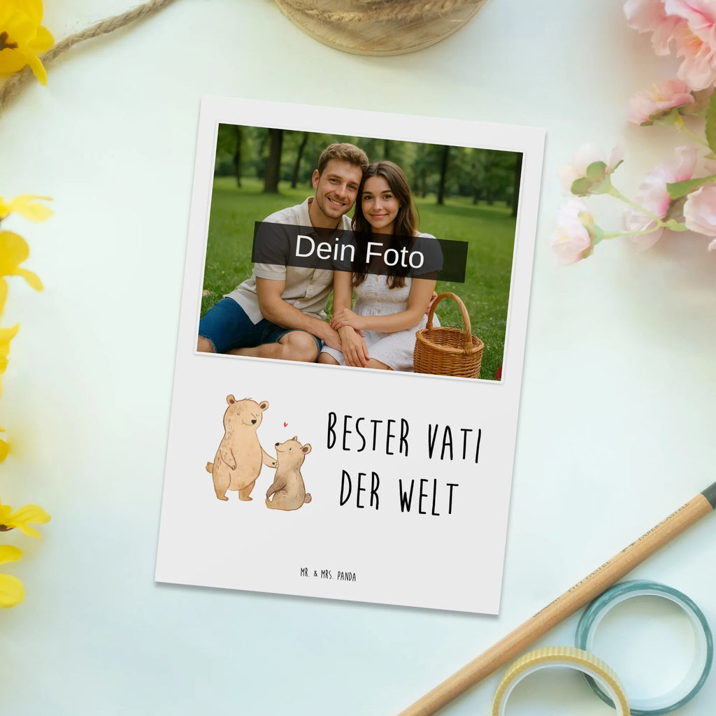 Personalized Photo Postcard bear World&#39;s Best Dad Personalisierte Foto Postkarte, für, Dankeschön, Geschenk, Schenken, Geburtstag, Geburtstagsgeschenk, Geschenkidee, Danke, Bedanken, Mitbringsel, Freude machen, Geschenktipp, Vater, Papa, Dad, Daddy, Paps, Papi, Vati, Eltern, Geschenk Vater, Mann, Familie, Bester, Kleinigkeit