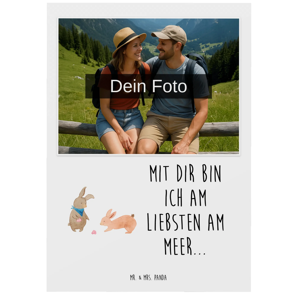 Personalized Photo Postcard Bunnies with seashell Personalisierte Foto Postkarte, Familie, Vatertag, Muttertag, Bruder, Schwester, Mama, Papa, Oma, Opa, Meer, Freundinnen, best friends, Muscheln, BFF, beste Freundin, Freundin, Muscheln sammeln, Hasen