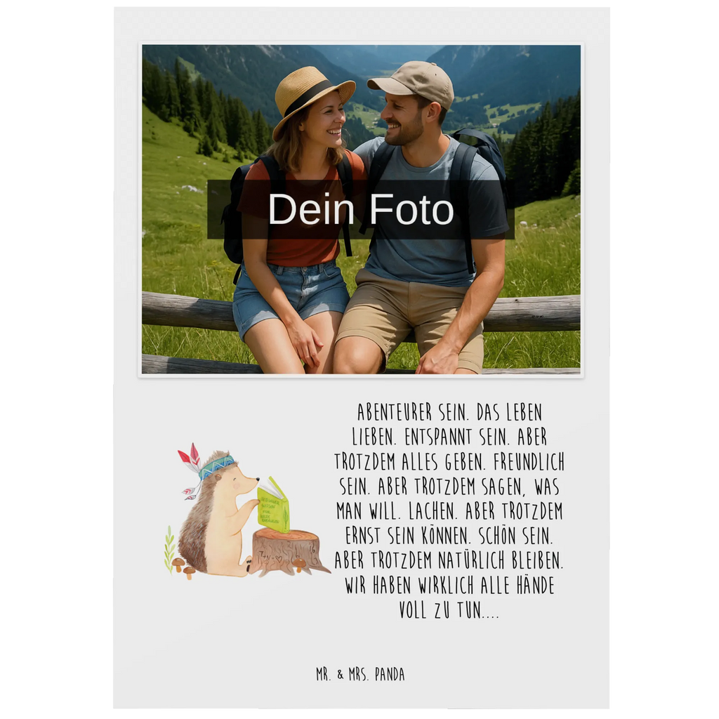 Personalisierte Foto Postkarte Igel Federschmuck Personalisierte Foto Postkarte, Waldtiere, Tiere, Indianer, Lagerfeuer, Camping, Igel, Abenteuer