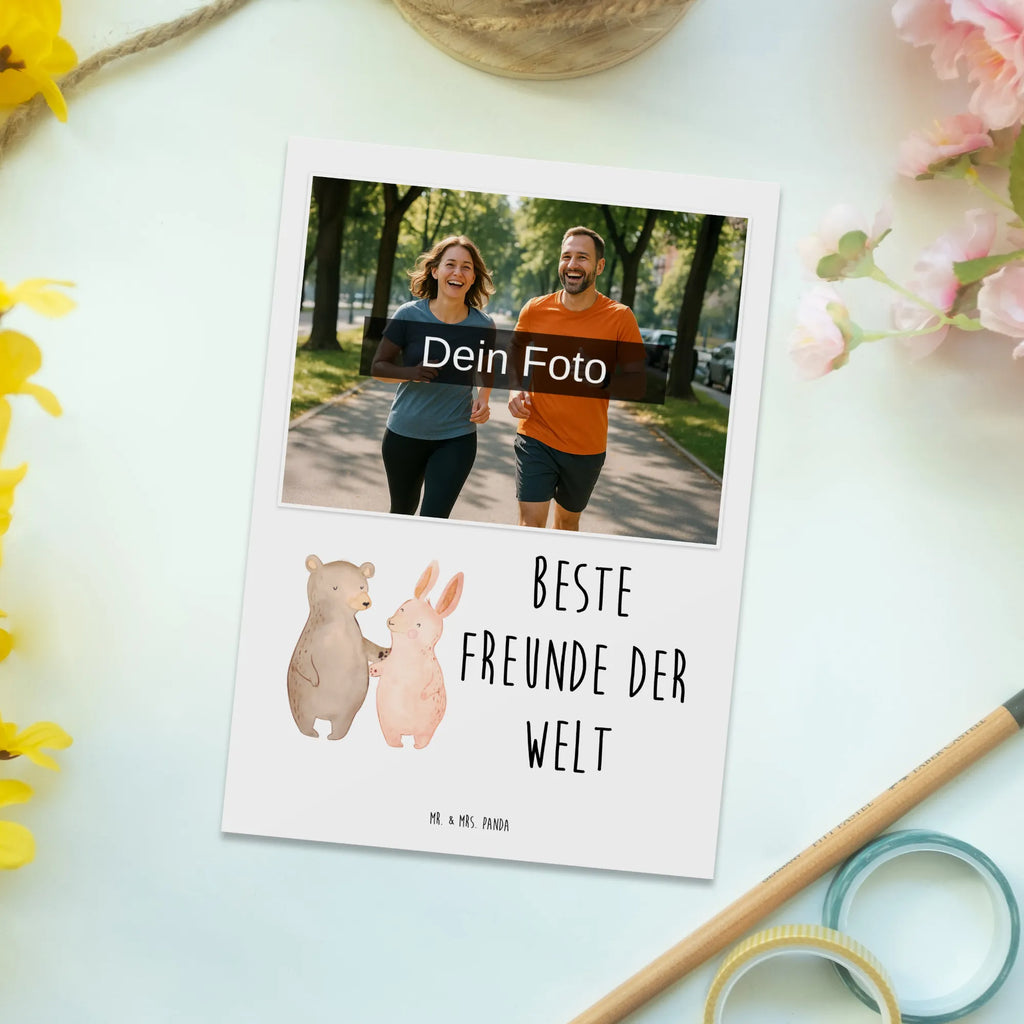 Personalized Photo Postcard Hare best friends in the world Personalisierte Foto Postkarte, für, Dankeschön, Geschenk, Schenken, Geburtstag, Geburtstagsgeschenk, Geschenkidee, Danke, Bedanken, Mitbringsel, Freude machen, Geschenktipp, Freunde, best friends, Freundschaft, Freundin, Freund, Clique, Kumpel, bae, bff