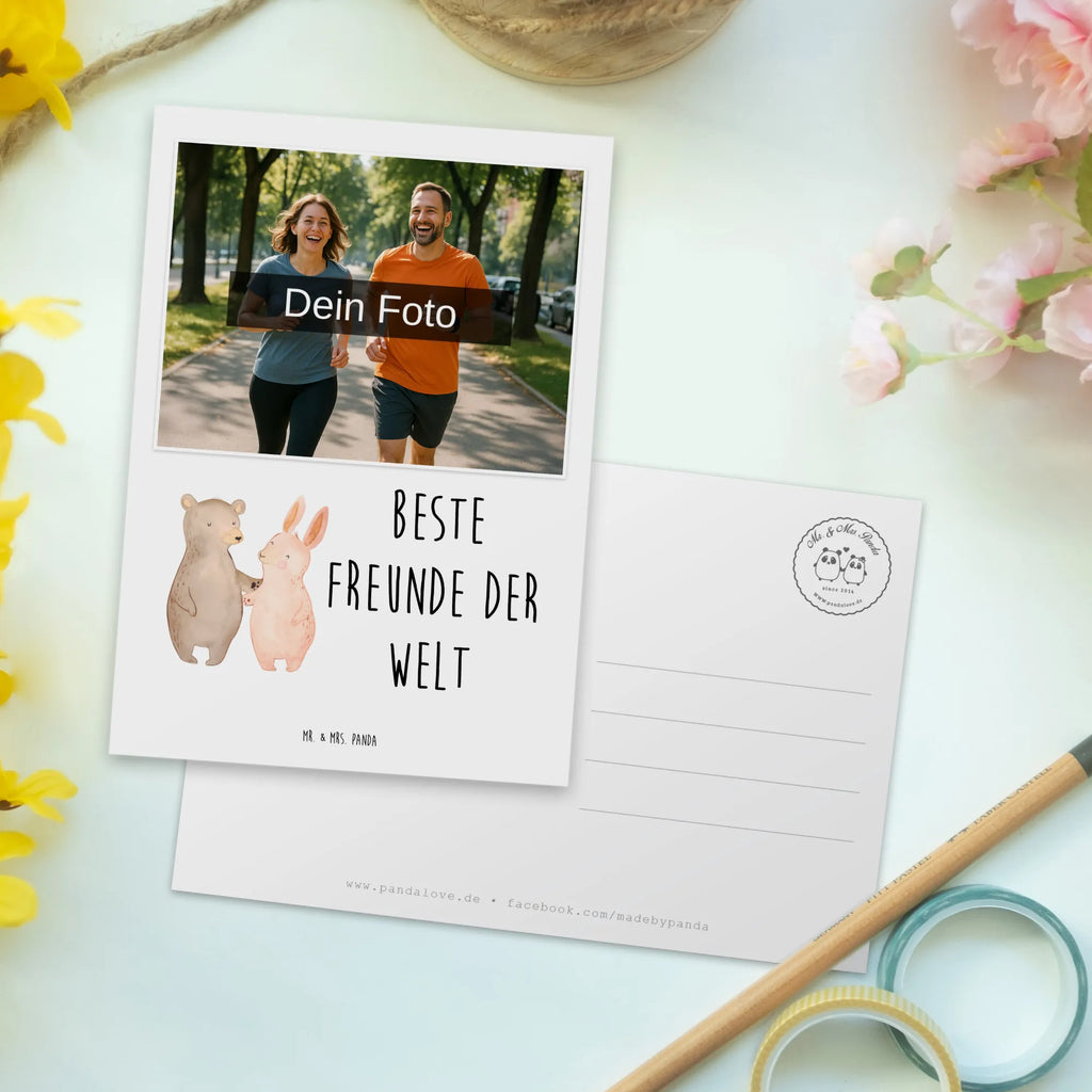 Personalized Photo Postcard Hare best friends in the world Personalisierte Foto Postkarte, für, Dankeschön, Geschenk, Schenken, Geburtstag, Geburtstagsgeschenk, Geschenkidee, Danke, Bedanken, Mitbringsel, Freude machen, Geschenktipp, Freunde, best friends, Freundschaft, Freundin, Freund, Clique, Kumpel, bae, bff