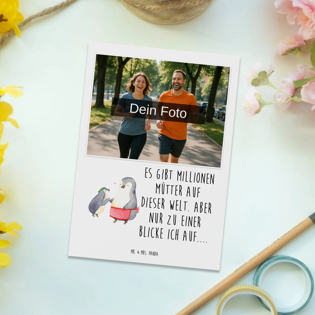 Personalized Photo Postcard Penguin with child Personalisierte Foto Postkarte, Familie, Vatertag, Muttertag, Bruder, Schwester, Mama, Papa, Oma, Opa, Geburststag, Geschenk, Mutti, Mutter, Mami