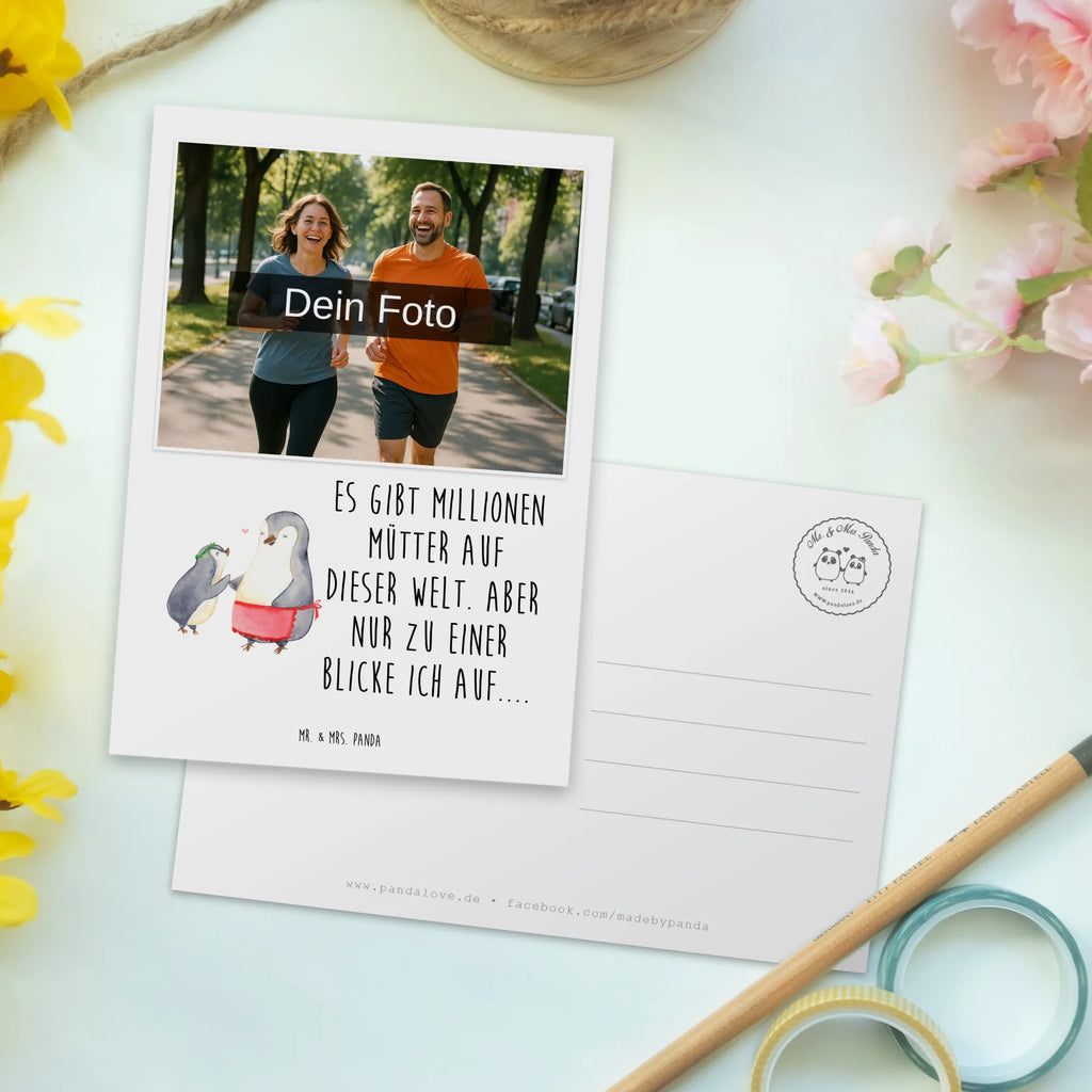 Personalized Photo Postcard Penguin with child Personalisierte Foto Postkarte, Familie, Vatertag, Muttertag, Bruder, Schwester, Mama, Papa, Oma, Opa, Geburststag, Geschenk, Mutti, Mutter, Mami