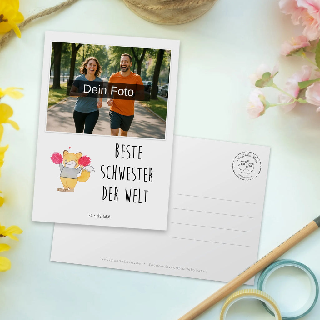 Personalized Photo Postcard Fox best sister in the world Personalisierte Foto Postkarte, für, Dankeschön, Geschenk, Schenken, Geburtstag, Geburtstagsgeschenk, Geschenkidee, Danke, Bedanken, Mitbringsel, Freude machen, Geschenktipp, Schwester, Geschwister, Schwesterherz, Sister, Familie, Kleinigkeit, Beste, Tochter