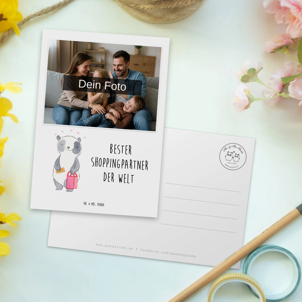 Personalized Photo Postcard panda Best shopping partner in the world Personalisierte Foto Postkarte, für, Dankeschön, Geschenk, Schenken, Geburtstag, Geburtstagsgeschenk, Geschenkidee, Danke, Bedanken, Mitbringsel, Freude machen, Geschenktipp, Queen, bff, Freund, Einkaufen, Shopping, Bester, Freundin, Shopping-Queen, Shoppingpartner, Shoppen, Partner, Begleitung