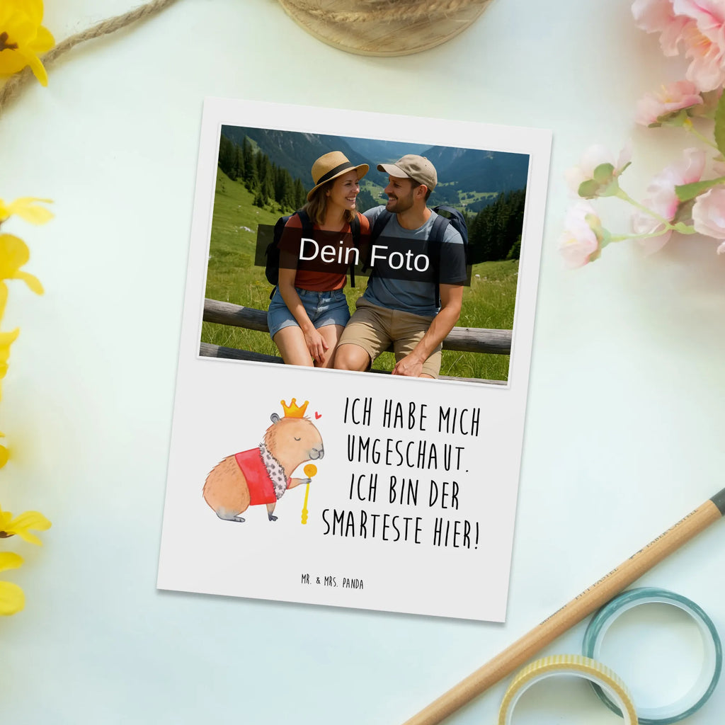 Personalisierte Foto Postkarte Capybara König Personalisierte Foto Postkarte, Tiermotive, Gute Laune, lustige Sprüche, Tiere, Capybara, König
